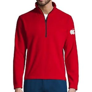 Apple Half Zip Fleece Pullover Red Sweater Size Mens Store Employee Genius Bar
